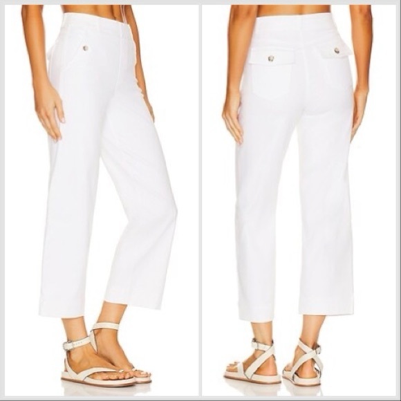 Spanx 20312R Stretch Twill Cropped Wide Leg Khaki pull on ankle Pants White Sz M - Picture 2 of 16